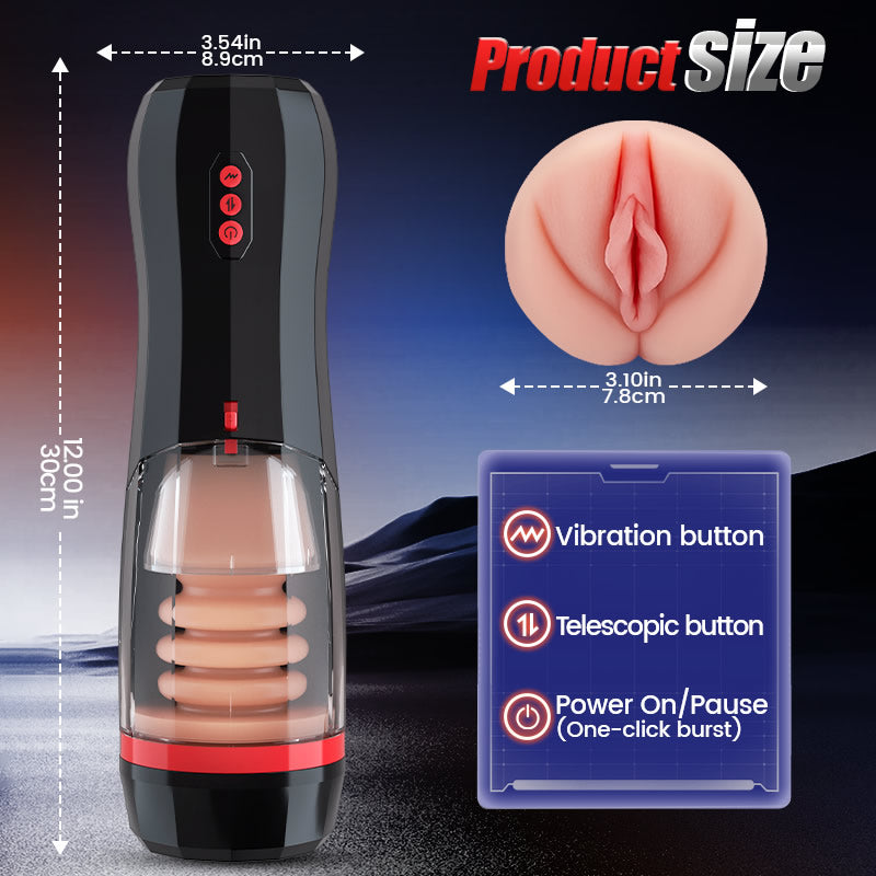 【Everted Fleshy Labia】ROKA- 5 in 1 Men Masturbaters 5 Thrusting+Suction 10 Vibration Removable Transparent Window
